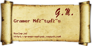 Gramer Mátyás névjegykártya
